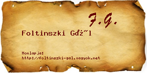 Foltinszki Gál névjegykártya